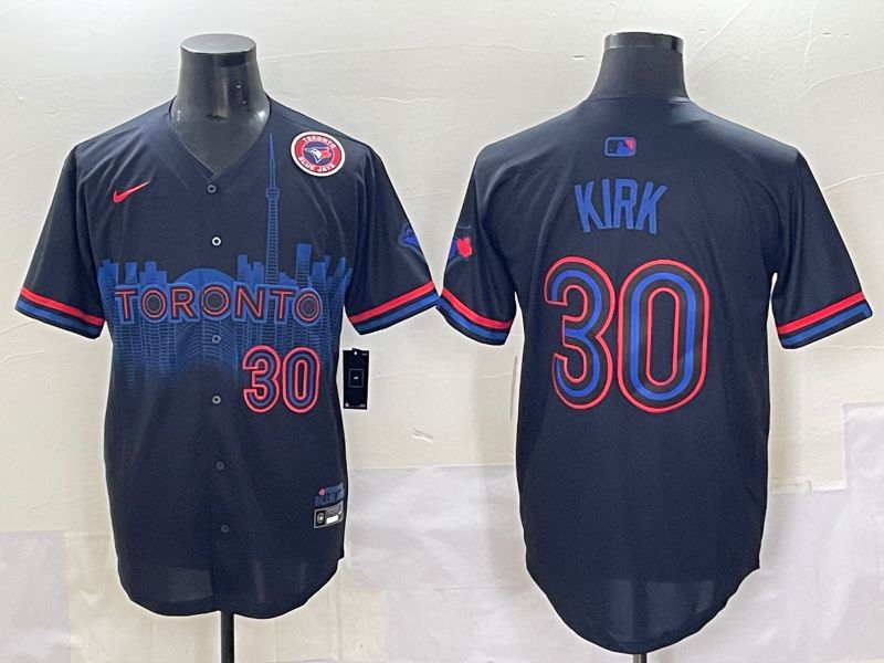 Men 2025 Toronto Blue Jays #30 Kirk Black Joint Name Nike MLB Jersey style 10